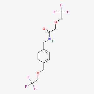 molecular formula C14H15F6NO3 B7550802 2-(2,2,2-trifluoroethoxy)-N-[[4-(2,2,2-trifluoroethoxymethyl)phenyl]methyl]acetamide 