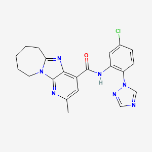 molecular formula C21H20ClN7O B7550809 N-[5-chloro-2-(1,2,4-triazol-1-yl)phenyl]-4-methyl-1,3,8-triazatricyclo[7.5.0.02,7]tetradeca-2,4,6,8-tetraene-6-carboxamide 
