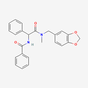 molecular formula C24H22N2O4 B7551037 N-[2-[1,3-benzodioxol-5-ylmethyl(methyl)amino]-2-oxo-1-phenylethyl]benzamide 