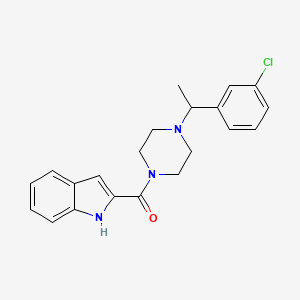 molecular formula C21H22ClN3O B7552893 [4-[1-(3-chlorophenyl)ethyl]piperazin-1-yl]-(1H-indol-2-yl)methanone 