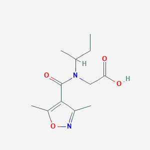 molecular formula C12H18N2O4 B7560074 2-[Butan-2-yl-(3,5-dimethyl-1,2-oxazole-4-carbonyl)amino]acetic acid 