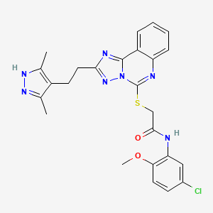 molecular formula C25H24ClN7O2S B7561236 N-(5-chloro-2-methoxyphenyl)-2-[[2-[2-(3,5-dimethyl-1H-pyrazol-4-yl)ethyl]-[1,2,4]triazolo[1,5-c]quinazolin-5-yl]sulfanyl]acetamide 