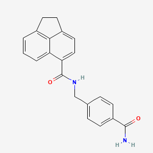 molecular formula C21H18N2O2 B7561527 N-[(4-carbamoylphenyl)methyl]-1,2-dihydroacenaphthylene-5-carboxamide 
