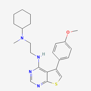 molecular formula C22H28N4OS B7561583 N-{2-[Cyclohexyl(methyl)amino]ethyl}-5-(4-methoxyphenyl)thieno[2,3-D]pyrimidin-4-amine 