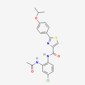 molecular formula C21H20ClN3O3S B7562516 N-(2-acetamido-4-chlorophenyl)-2-(4-propan-2-yloxyphenyl)-1,3-thiazole-4-carboxamide 