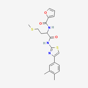 molecular formula C21H23N3O3S2 B7562559 N-[1-[[4-(3,4-dimethylphenyl)-1,3-thiazol-2-yl]amino]-4-methylsulfanyl-1-oxobutan-2-yl]furan-2-carboxamide 