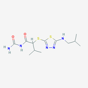 molecular formula C12H21N5O2S2 B7562642 N-carbamoyl-3-methyl-2-[[5-(2-methylpropylamino)-1,3,4-thiadiazol-2-yl]sulfanyl]butanamide 