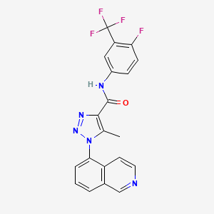 molecular formula C20H13F4N5O B7562646 N-[4-fluoro-3-(trifluoromethyl)phenyl]-1-isoquinolin-5-yl-5-methyltriazole-4-carboxamide 