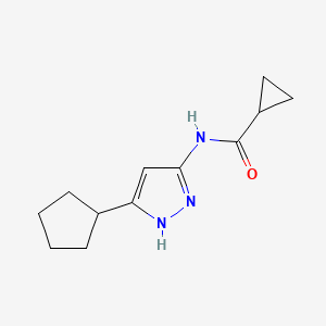 molecular formula C12H17N3O B7563294 N-(5-cyclopentyl-1H-pyrazol-3-yl)cyclopropanecarboxamide 