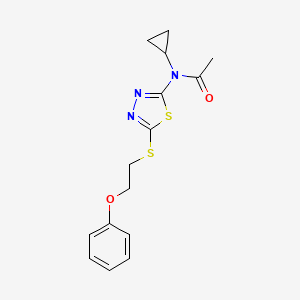 molecular formula C15H17N3O2S2 B7563587 N-cyclopropyl-N-[5-(2-phenoxyethylsulfanyl)-1,3,4-thiadiazol-2-yl]acetamide 