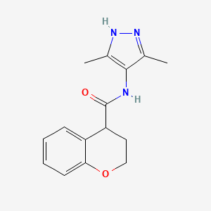 molecular formula C15H17N3O2 B7569456 N-(3,5-dimethyl-1H-pyrazol-4-yl)-3,4-dihydro-2H-chromene-4-carboxamide 