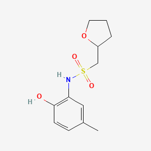 molecular formula C12H17NO4S B7569799 N-(2-hydroxy-5-methylphenyl)-1-(oxolan-2-yl)methanesulfonamide 