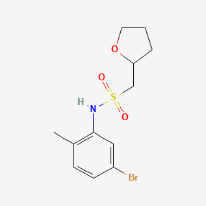 molecular formula C12H16BrNO3S B7569820 N-(5-bromo-2-methylphenyl)-1-(oxolan-2-yl)methanesulfonamide 