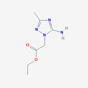 molecular formula C7H12N4O2 B7569874 Ethyl 2-(5-amino-3-methyl-1,2,4-triazol-1-yl)acetate 