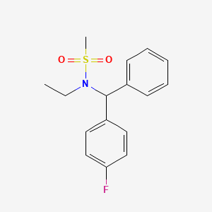 molecular formula C16H18FNO2S B7572521 N-ethyl-N-[(4-fluorophenyl)-phenylmethyl]methanesulfonamide 