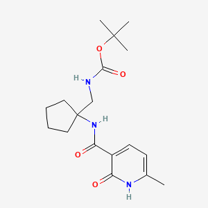 molecular formula C18H27N3O4 B7574228 tert-butyl N-[[1-[(6-methyl-2-oxo-1H-pyridine-3-carbonyl)amino]cyclopentyl]methyl]carbamate 