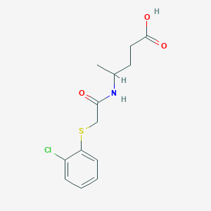 molecular formula C13H16ClNO3S B7578201 4-[[2-(2-Chlorophenyl)sulfanylacetyl]amino]pentanoic acid 