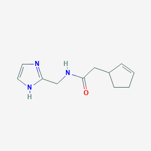 molecular formula C11H15N3O B7578352 2-cyclopent-2-en-1-yl-N-(1H-imidazol-2-ylmethyl)acetamide 