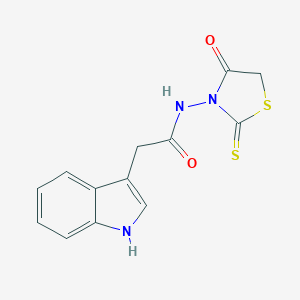 molecular formula C13H11N3O2S2 B075785 Rhodanine, 3-indolylacetylamino- CAS No. 1438-20-6
