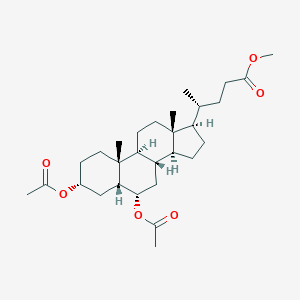 molecular formula C29H46O6 B075793 Cholan-24-oic acid, 3,6-bis(acetyloxy)-, methyl ester, (3alpha,5beta,6alpha)- CAS No. 1181-65-3
