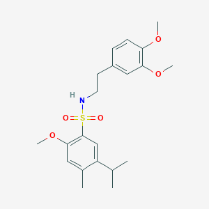 molecular formula C21H29NO5S B7580289 N-[2-(3,4-dimethoxyphenyl)ethyl]-2-methoxy-4-methyl-5-(propan-2-yl)benzene-1-sulfonamide 