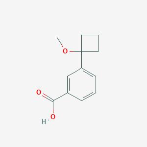 molecular formula C12H14O3 B7580533 3-(1-methoxycyclobutyl)benzoicacid 