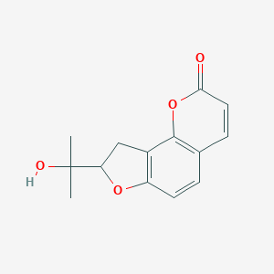 molecular formula C14H14O4 B075808 8,9-二氢-8-(1-羟基-1-甲基乙基)-2H-呋喃并[2,3-h]1-苯并吡喃-2-酮 CAS No. 1147-29-1