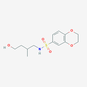 molecular formula C13H19NO5S B7582465 N-(4-hydroxy-2-methylbutyl)-2,3-dihydro-1,4-benzodioxine-6-sulfonamide 