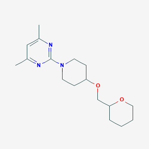 molecular formula C17H27N3O2 B7584011 4,6-Dimethyl-2-[4-(oxan-2-ylmethoxy)piperidin-1-yl]pyrimidine 