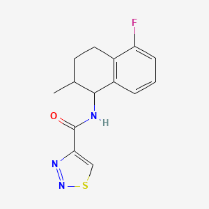 molecular formula C14H14FN3OS B7584075 N-(5-fluoro-2-methyl-1,2,3,4-tetrahydronaphthalen-1-yl)thiadiazole-4-carboxamide 