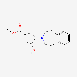 molecular formula C17H23NO3 B7584170 Methyl 3-hydroxy-4-(1,2,4,5-tetrahydro-3-benzazepin-3-yl)cyclopentane-1-carboxylate 