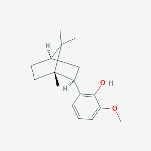 molecular formula C17H24O2 B075848 Phenol, 2-methoxy-6-((1R,2S,4S)-1,7,7-trimethylbicyclo(2.2.1)hept-2-yl)-, rel- CAS No. 13746-60-6