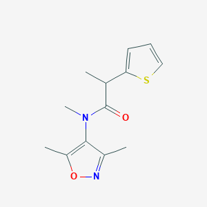 molecular formula C13H16N2O2S B7585130 N-(3,5-dimethyl-1,2-oxazol-4-yl)-N-methyl-2-thiophen-2-ylpropanamide 