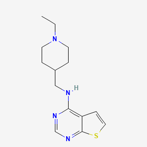 molecular formula C14H20N4S B7588324 N-[(1-ethylpiperidin-4-yl)methyl]thieno[2,3-d]pyrimidin-4-amine 
