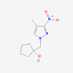 molecular formula C10H15N3O3 B7589713 1-[(4-Methyl-3-nitropyrazol-1-yl)methyl]cyclopentan-1-ol 