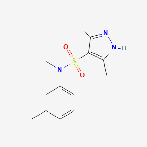 molecular formula C13H17N3O2S B7590392 N,3,5-trimethyl-N-(3-methylphenyl)-1H-pyrazole-4-sulfonamide 