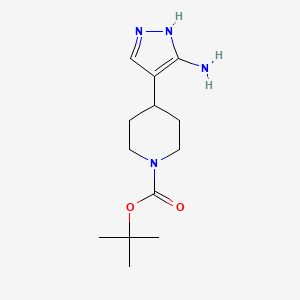 molecular formula C13H22N4O2 B7590484 tert-butyl4-(5-amino-1H-pyrazol-4-yl)piperidine-1-carboxylate 