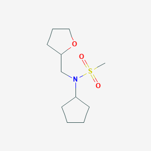 molecular formula C11H21NO3S B7591874 N-cyclopentyl-N-(oxolan-2-ylmethyl)methanesulfonamide 