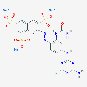 molecular formula C20H13ClN9Na3O10S3 B075928 1,3,6-Naphthalenetrisulfonic acid, 7-[[2-[(aminocarbonyl)amino]-4-[(4-amino-6-chloro-1,3,5-triazin-2-yl)amino]phenyl]azo]-, trisodium salt CAS No. 12225-84-2