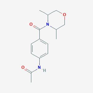molecular formula C15H20N2O3 B7593388 N-[4-(3,5-dimethylmorpholine-4-carbonyl)phenyl]acetamide 