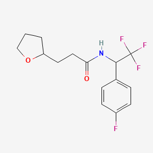 molecular formula C15H17F4NO2 B7594093 3-(oxolan-2-yl)-N-[2,2,2-trifluoro-1-(4-fluorophenyl)ethyl]propanamide 