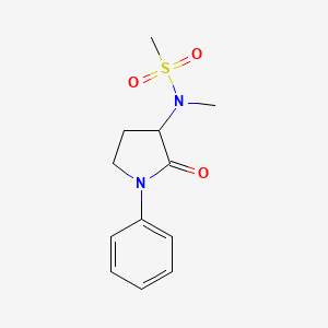 molecular formula C12H16N2O3S B7594223 N-methyl-N-(2-oxo-1-phenylpyrrolidin-3-yl)methanesulfonamide 