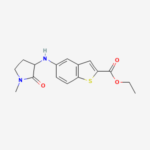 molecular formula C16H18N2O3S B7594271 Ethyl 5-[(1-methyl-2-oxopyrrolidin-3-yl)amino]-1-benzothiophene-2-carboxylate 