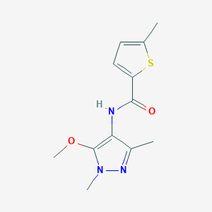 molecular formula C12H15N3O2S B7594410 N-(5-methoxy-1,3-dimethylpyrazol-4-yl)-5-methylthiophene-2-carboxamide 