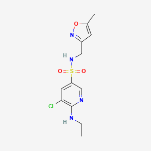 molecular formula C12H15ClN4O3S B7595072 5-chloro-6-(ethylamino)-N-[(5-methyl-1,2-oxazol-3-yl)methyl]pyridine-3-sulfonamide 