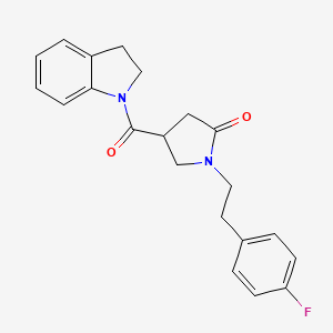molecular formula C21H21FN2O2 B7595652 4-(2,3-DIHYDRO-1H-INDOLE-1-CARBONYL)-1-[2-(4-FLUOROPHENYL)ETHYL]PYRROLIDIN-2-ONE 