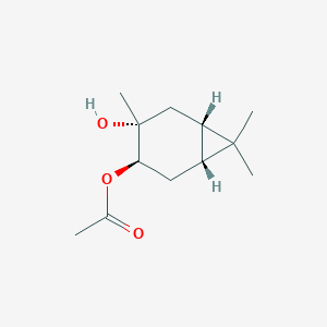 molecular formula C12H20O3 B076029 [(1R,3R,4R,6S)-4-hydroxy-4,7,7-trimethyl-3-bicyclo[4.1.0]heptanyl] acetate CAS No. 10309-65-6