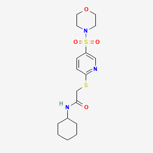 molecular formula C17H25N3O4S2 B7603671 N-cyclohexyl-2-(5-morpholin-4-ylsulfonylpyridin-2-yl)sulfanylacetamide 