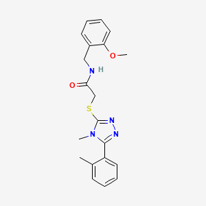 molecular formula C20H22N4O2S B7603684 N-[(2-methoxyphenyl)methyl]-2-[[4-methyl-5-(2-methylphenyl)-1,2,4-triazol-3-yl]sulfanyl]acetamide 