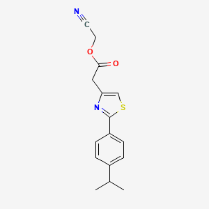 molecular formula C16H16N2O2S B7603861 Cyanomethyl 2-[2-(4-propan-2-ylphenyl)-1,3-thiazol-4-yl]acetate 